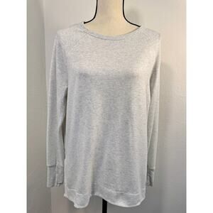 Athleta Gray Coaster Luxe Sweatshirt Pullover Top Heathered White Grey L